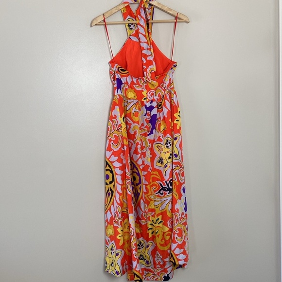 J Crew Silk Maxi Sarong Dress in Painted Paisley Orange Size 0 - Picture 9 of 16